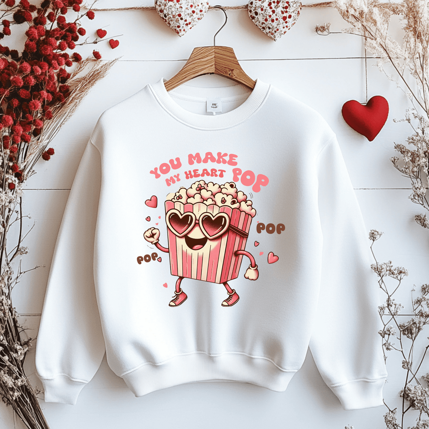 Ink and Charms Designs Sweatshirt Sweatshirt / Pink / S 🍿❤️ Add a Pop of Love to Your Style! ❤️🍿- T-shirt, Sweatshirt & Hoodie