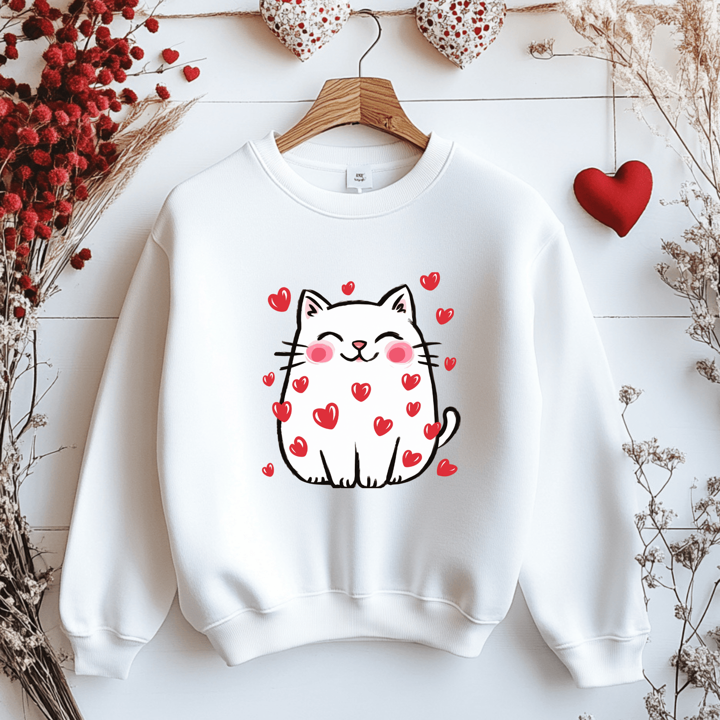 Ink and Charms Designs Sweatshirt Sweatshirt / Pink / S 🐾❤️ Love is Purr-fect with Our Adorable Cat Design! ❤️🐾- T-shirt, Sweatshirt & Hoodie
