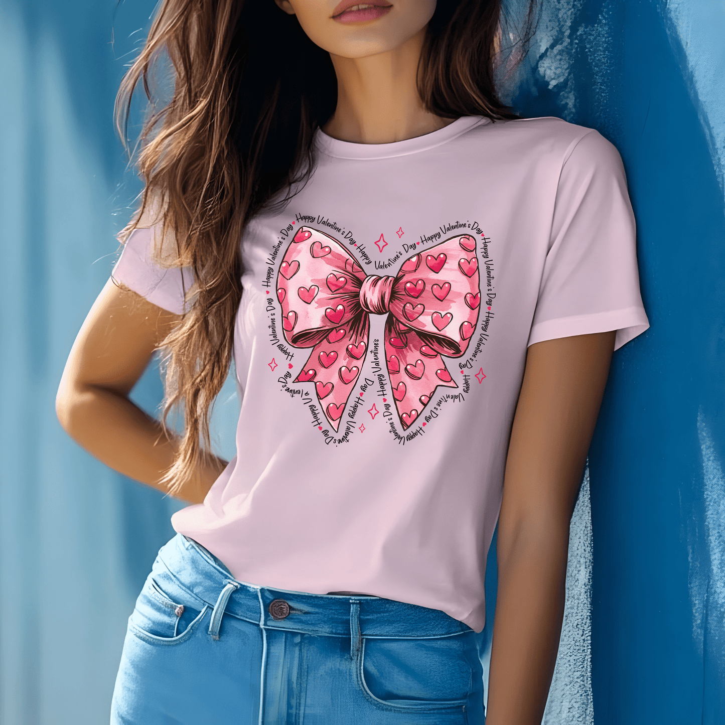Ink and Charms Designs Sweatshirt T-shirt / Pink / S Bow and Hearts Valentine’s Day Sweatshirt