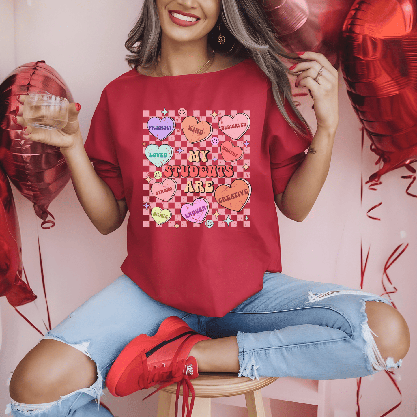 Ink and Charms Designs Sweatshirt T-shirt / Pink / S Teacher's Valentine's day Design