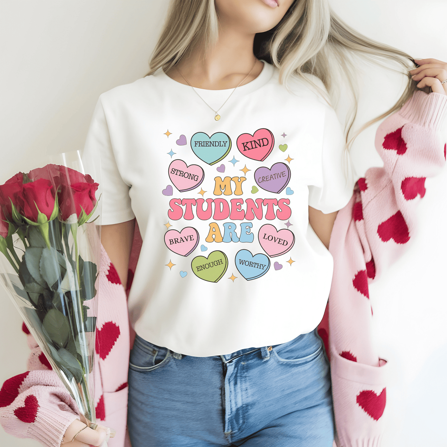 Ink and Charms Designs Sweatshirt T-shirt / Pink / S Teacher's Valentine's day Design