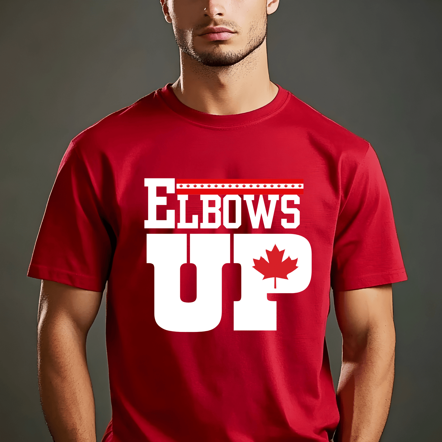 Ink and Charms Designs Sweatshirt T-shirt / Red / S "ELBOWS UP" Apparel Collection: Wear Your Canadian Pride with Strength!