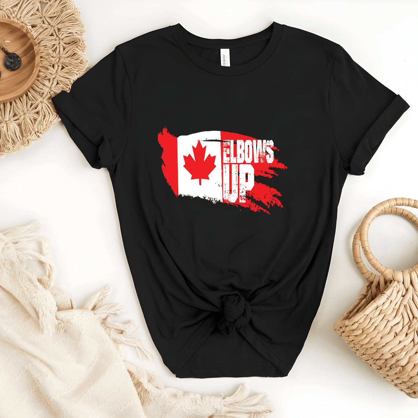 Ink and Charms Designs Sweatshirt T-shirt / White / S "ELBOWS UP" Apparel Collection: Wear Your Canadian Pride with Strength!