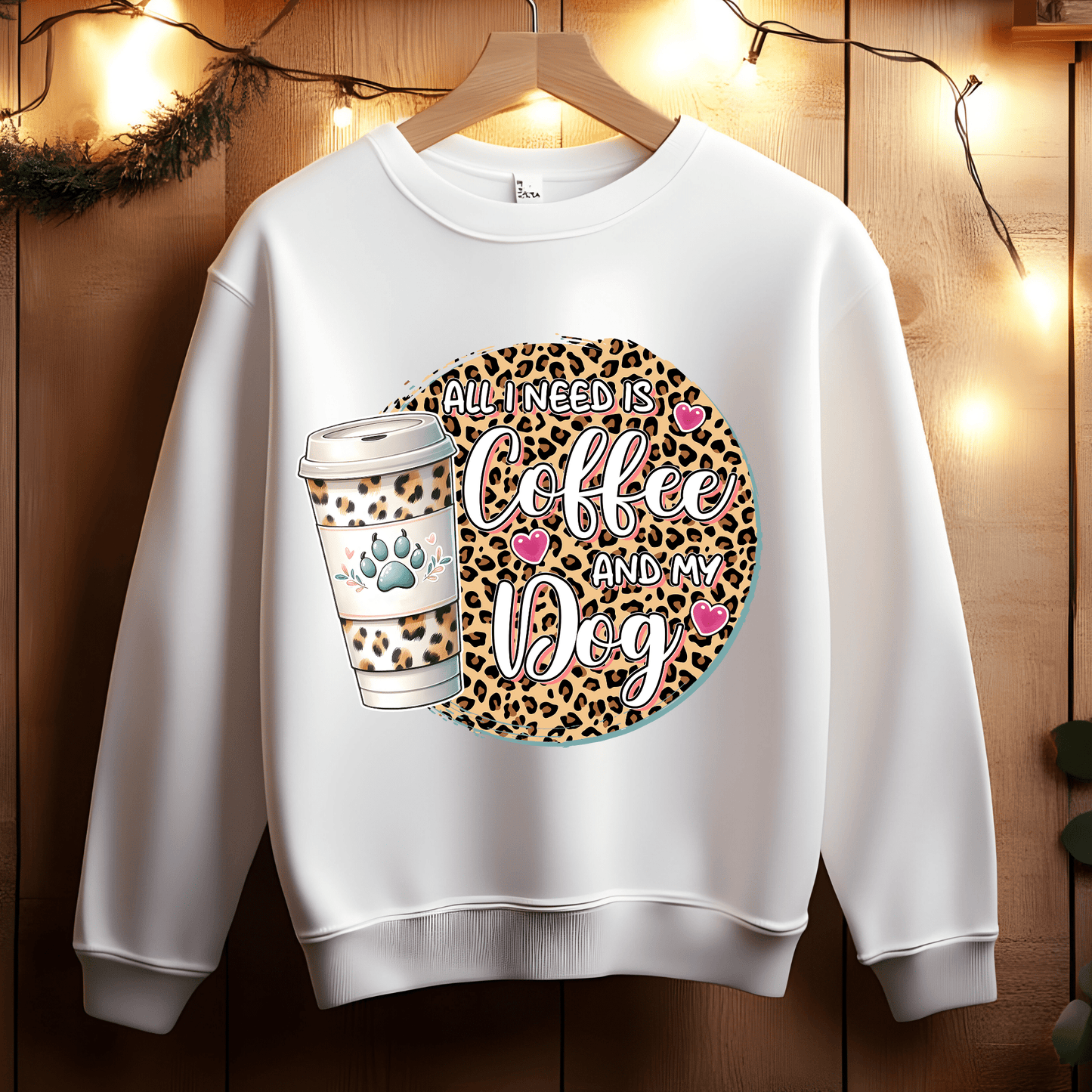 Ink and Charms Designs Sweatshirt White / S All I Need is Coffee and My Dog: Stay Cozy with Our Dog Lover Sweatshirt