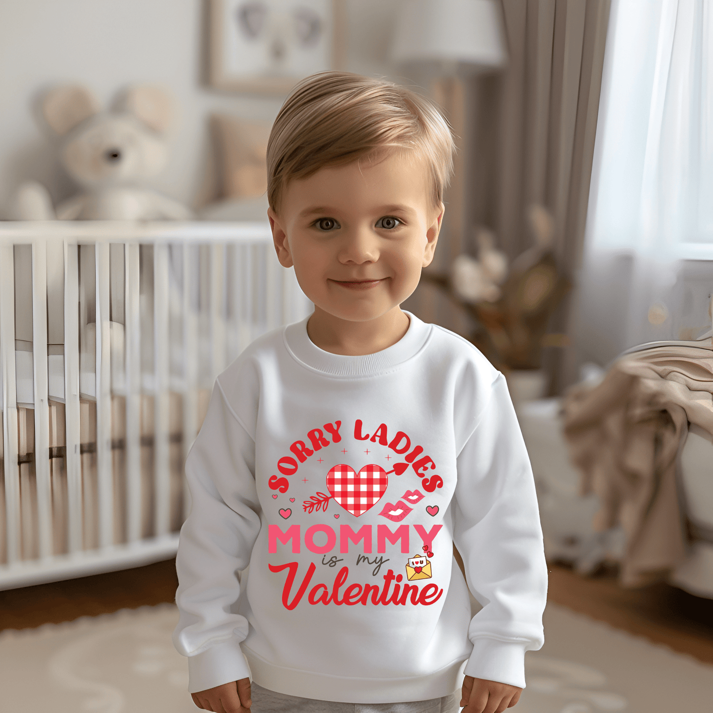 Ink and Charms Designs Sweatshirt White "Sorry Ladies, Mommy is My Valentine" Kids Sweatshirt / Tshirt / Oensie