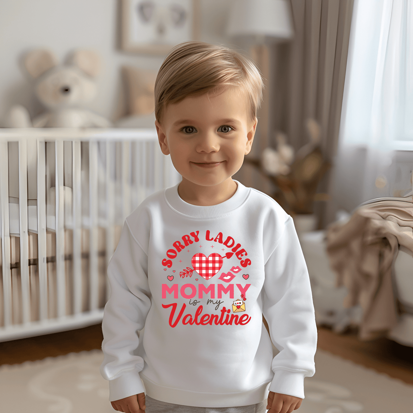 Ink and Charms Designs Sweatshirt White "Sorry Ladies, Mommy is My Valentine" Kids Sweatshirt / Tshirt / Oensie