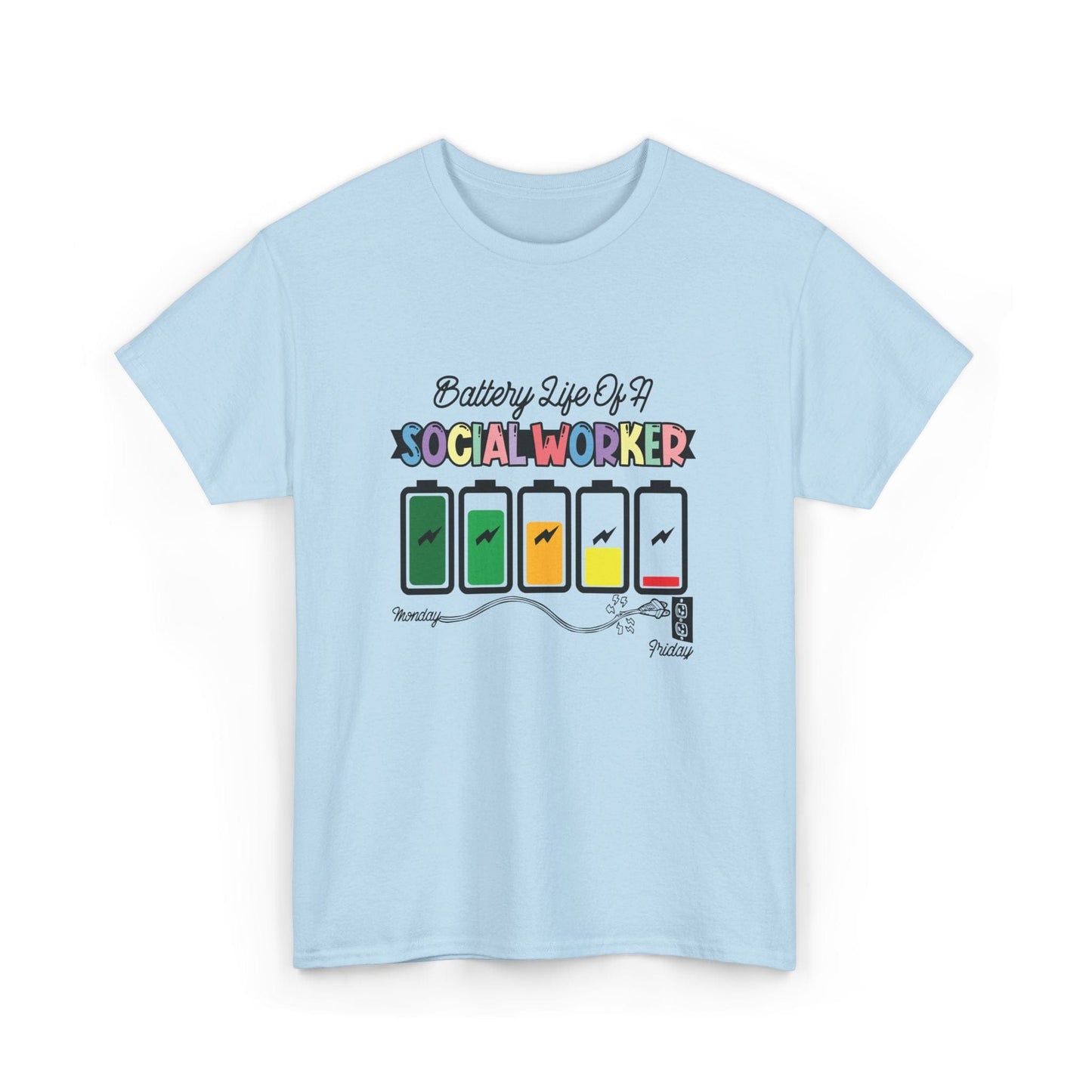 Ink and Charms Designs T-Shirt Battery Life of a Social Worker Heavy Cotton Tee