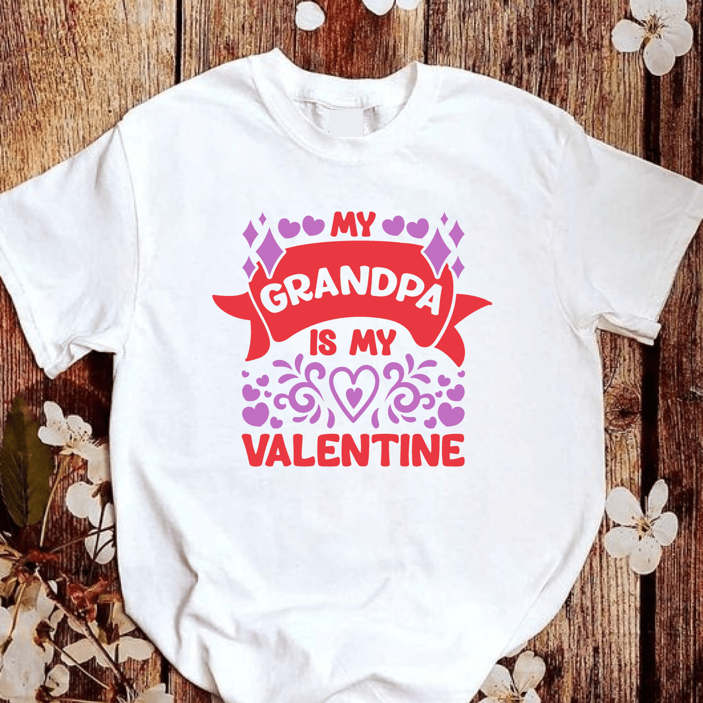 Ink and Charms Designs T-Shirt L / White "My Grandpa is My Valentine" - Kids' T-shirt