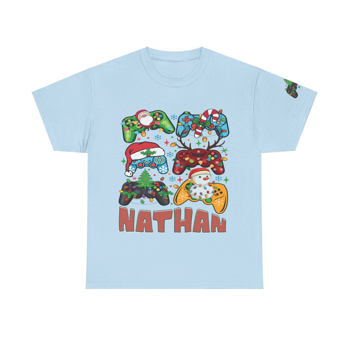 Ink and Charms Designs T-Shirt Light Blue / S Unisex Heavy Cotton gamer Tee with personalization and sleeve design