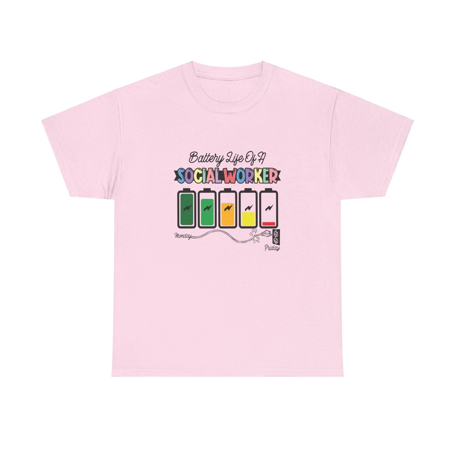 Ink and Charms Designs T-Shirt Light Pink / S Battery Life of a Social Worker Heavy Cotton Tee