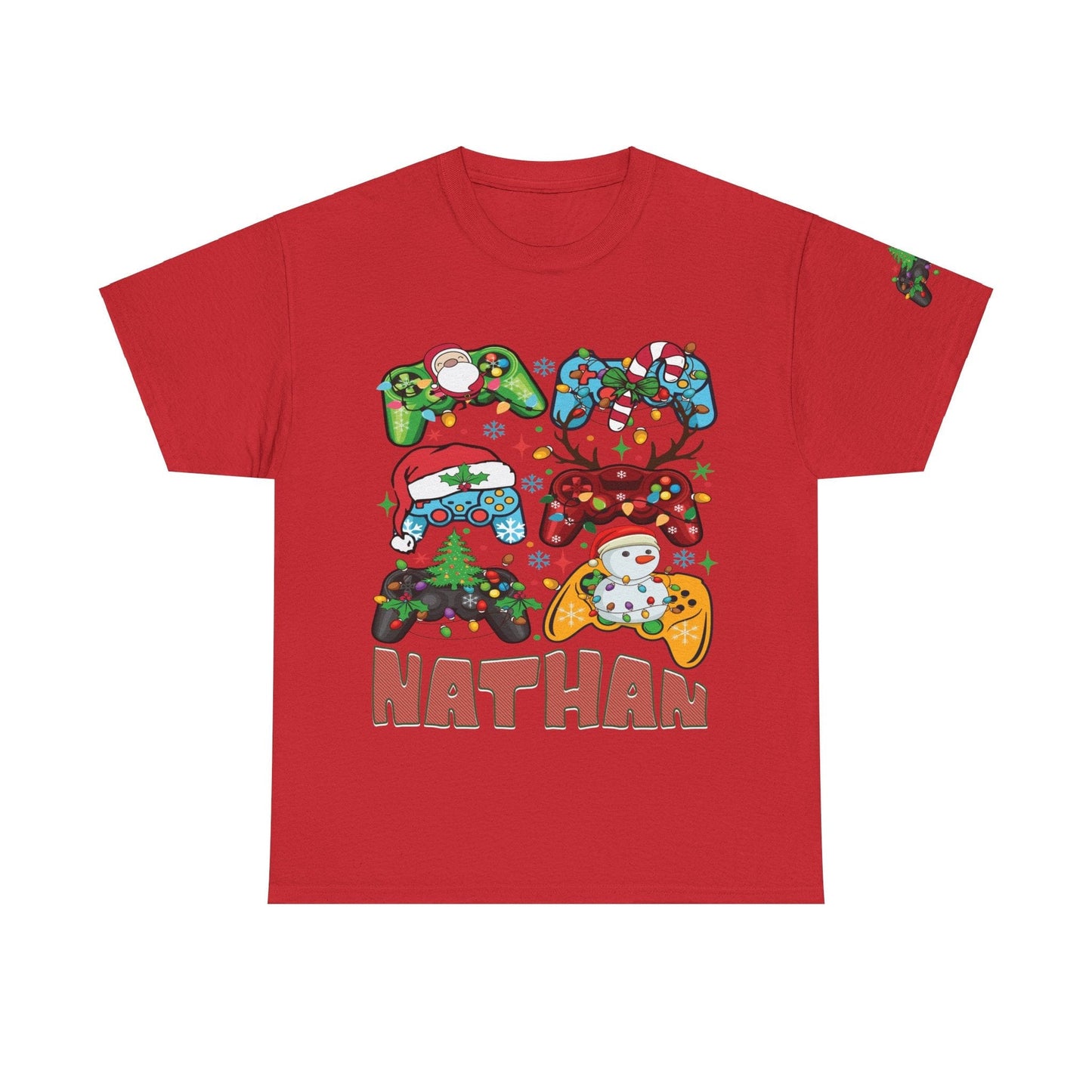Ink and Charms Designs T-Shirt Red / S Unisex Heavy Cotton gamer Tee with personalization and sleeve design