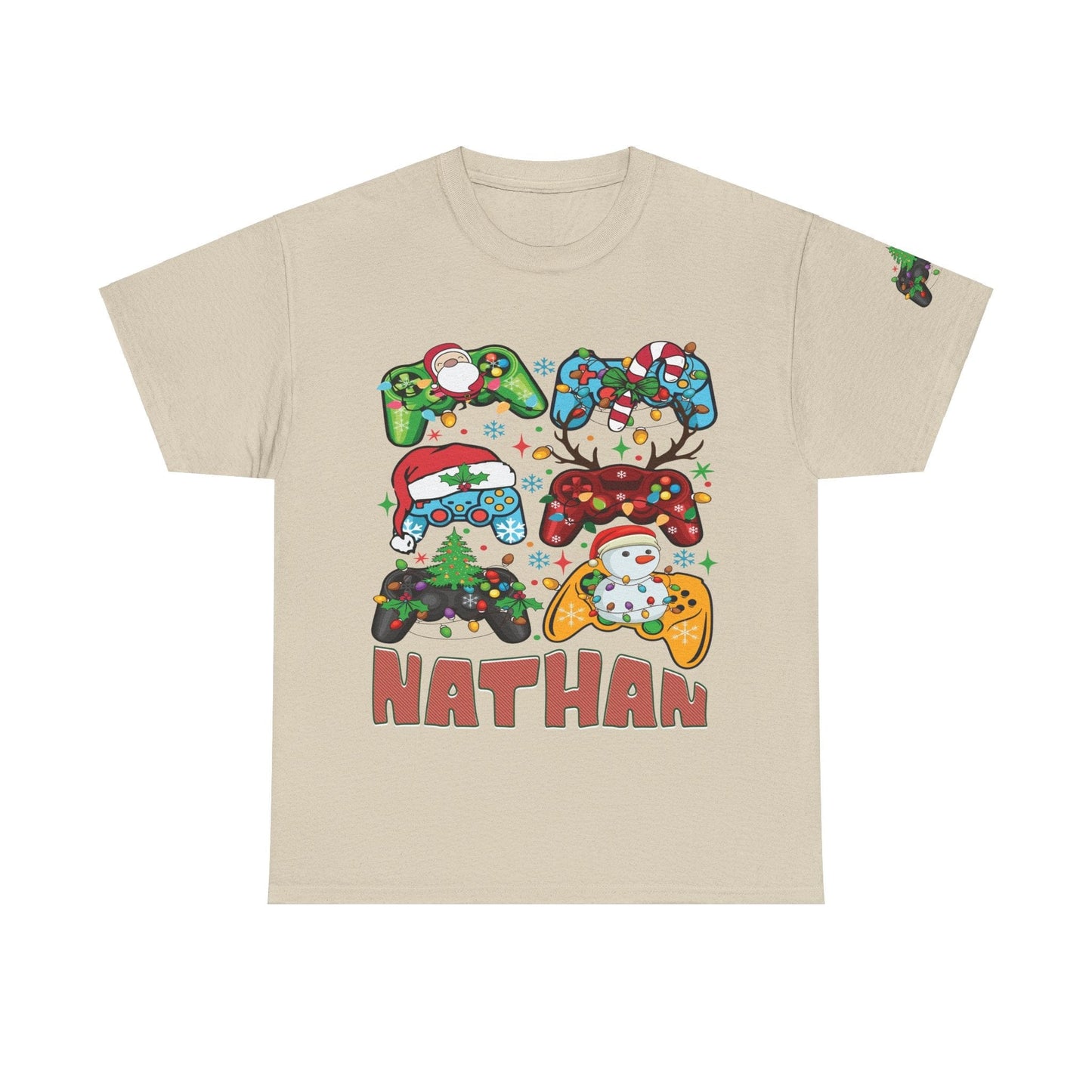 Ink and Charms Designs T-Shirt Sand / S Unisex Heavy Cotton gamer Tee with personalization and sleeve design