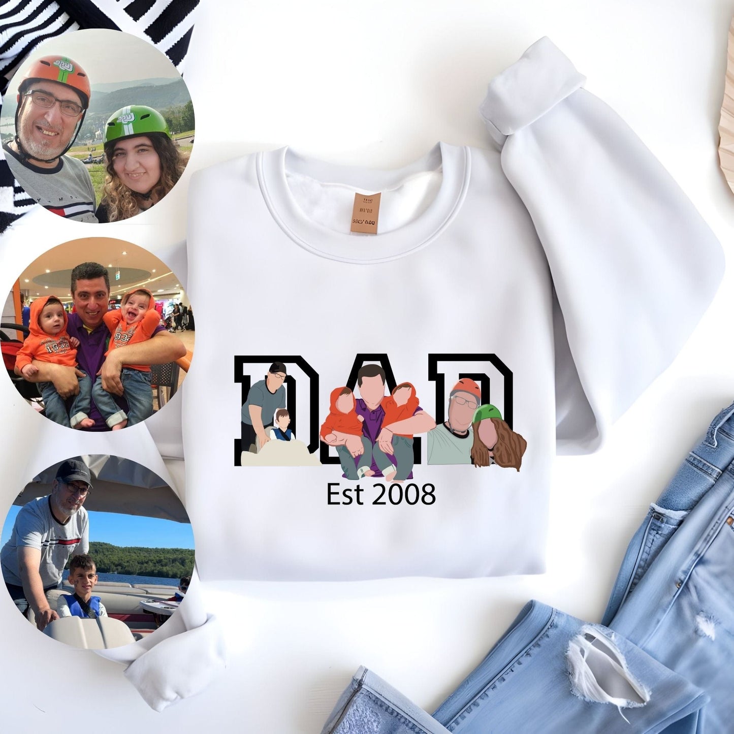 Ink and Charms Designs T-Shirt Three-Image Dad Portrait T-shirt