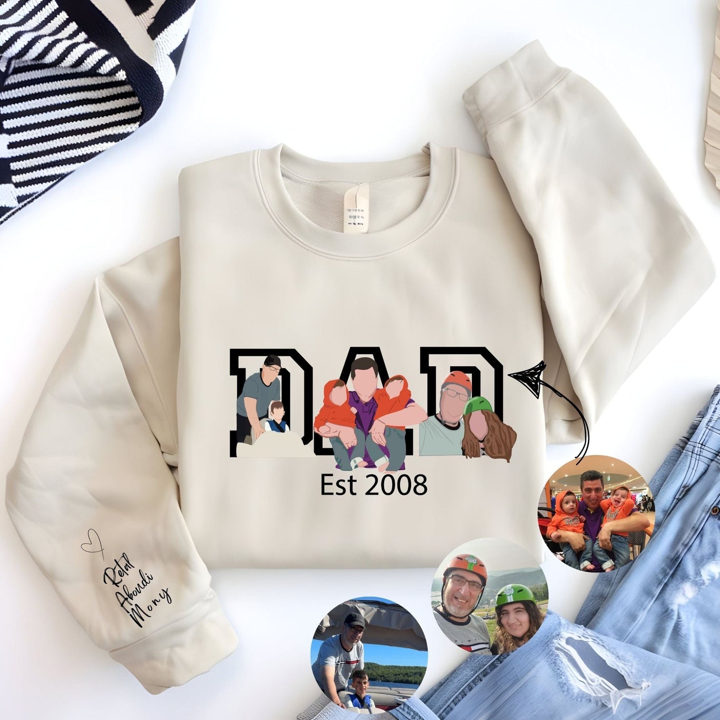 Ink and Charms Designs T-Shirt Three-Image Dad Portrait T-shirt
