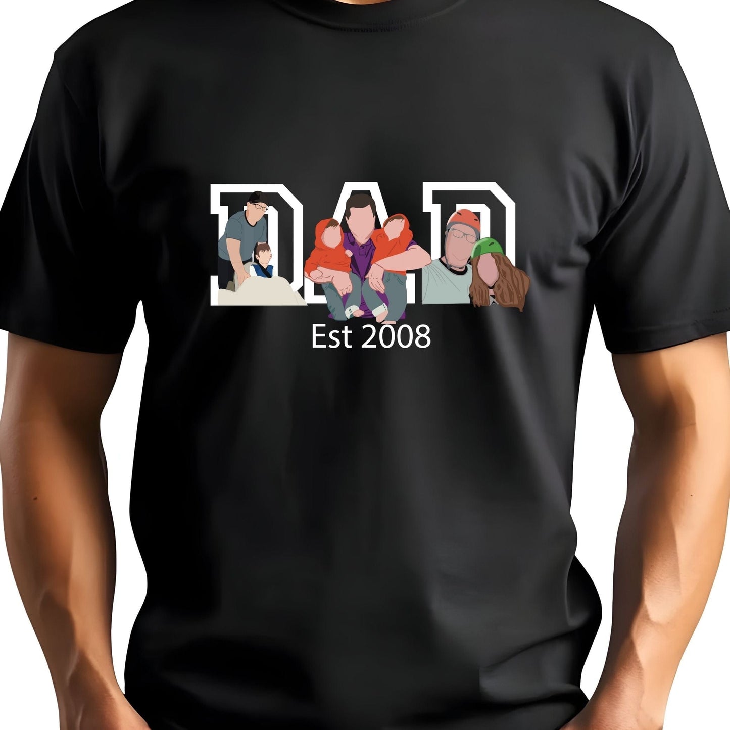 Ink and Charms Designs T-Shirt Three-Image Dad Portrait T-shirt