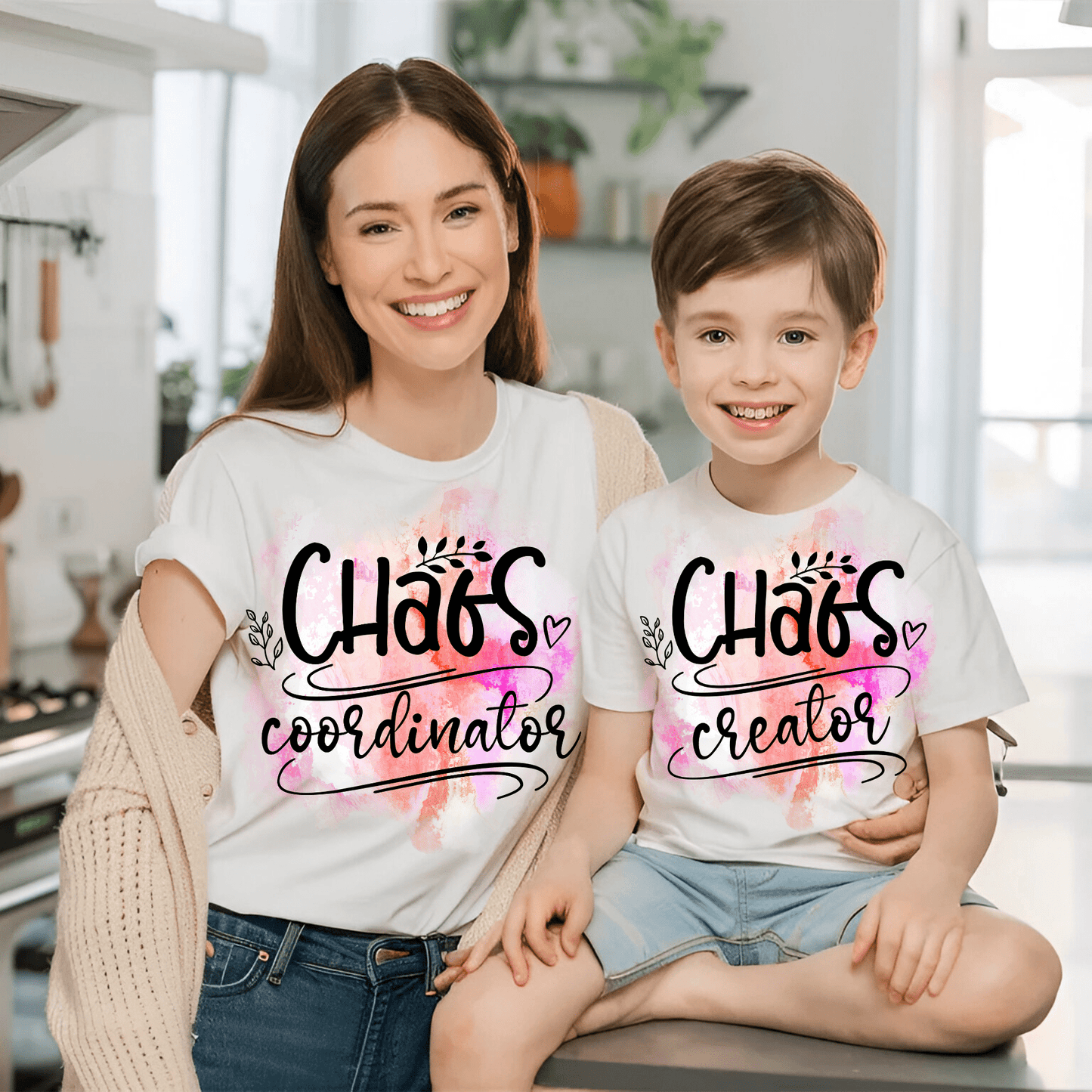 Ink and Charms Designs T-Shirt White / L / S Mom and Kid Matching Chaos Coordinator & Chaos Creator T-Shirt Set- Tee features family love