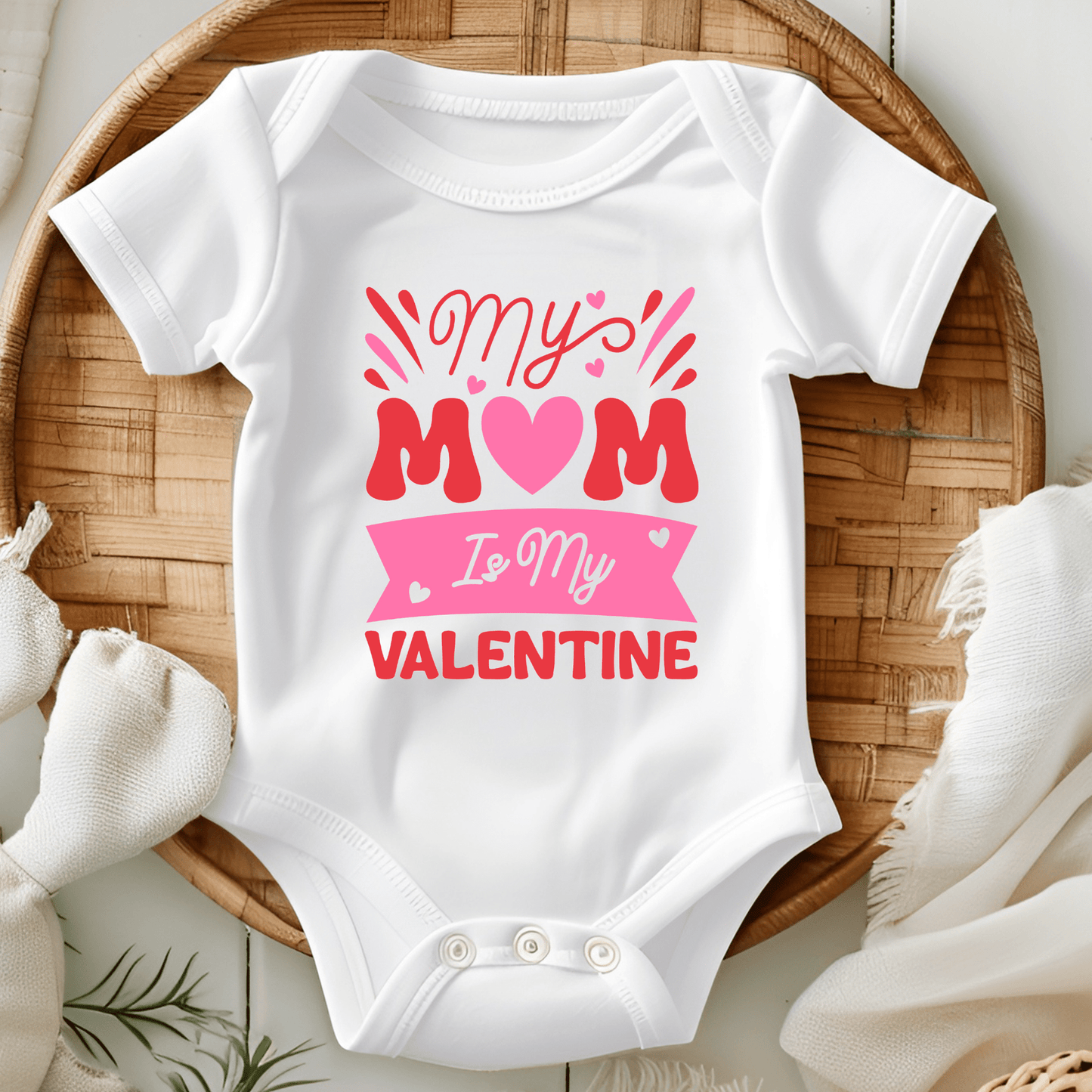 Ink and Charms Designs T-Shirt White "My Mom is My Valentine" - Kids' T-shirt / Onesie