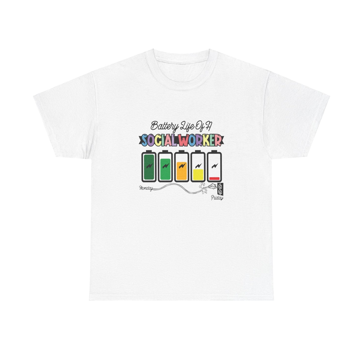Ink and Charms Designs T-Shirt White / S Battery Life of a Social Worker Heavy Cotton Tee