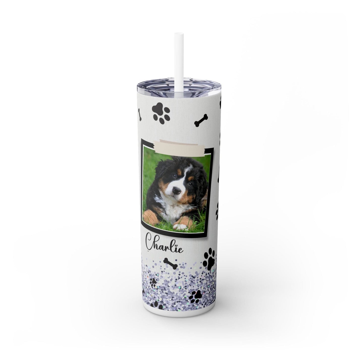 Ink and Charms Designs Tumbler Glossy / White / 20oz Dog lovers Skinny Tumbler with Straw, 20oz