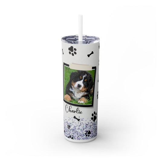 Ink and Charms Designs Tumbler Glossy / White / 20oz Dog lovers Skinny Tumbler with Straw, 20oz