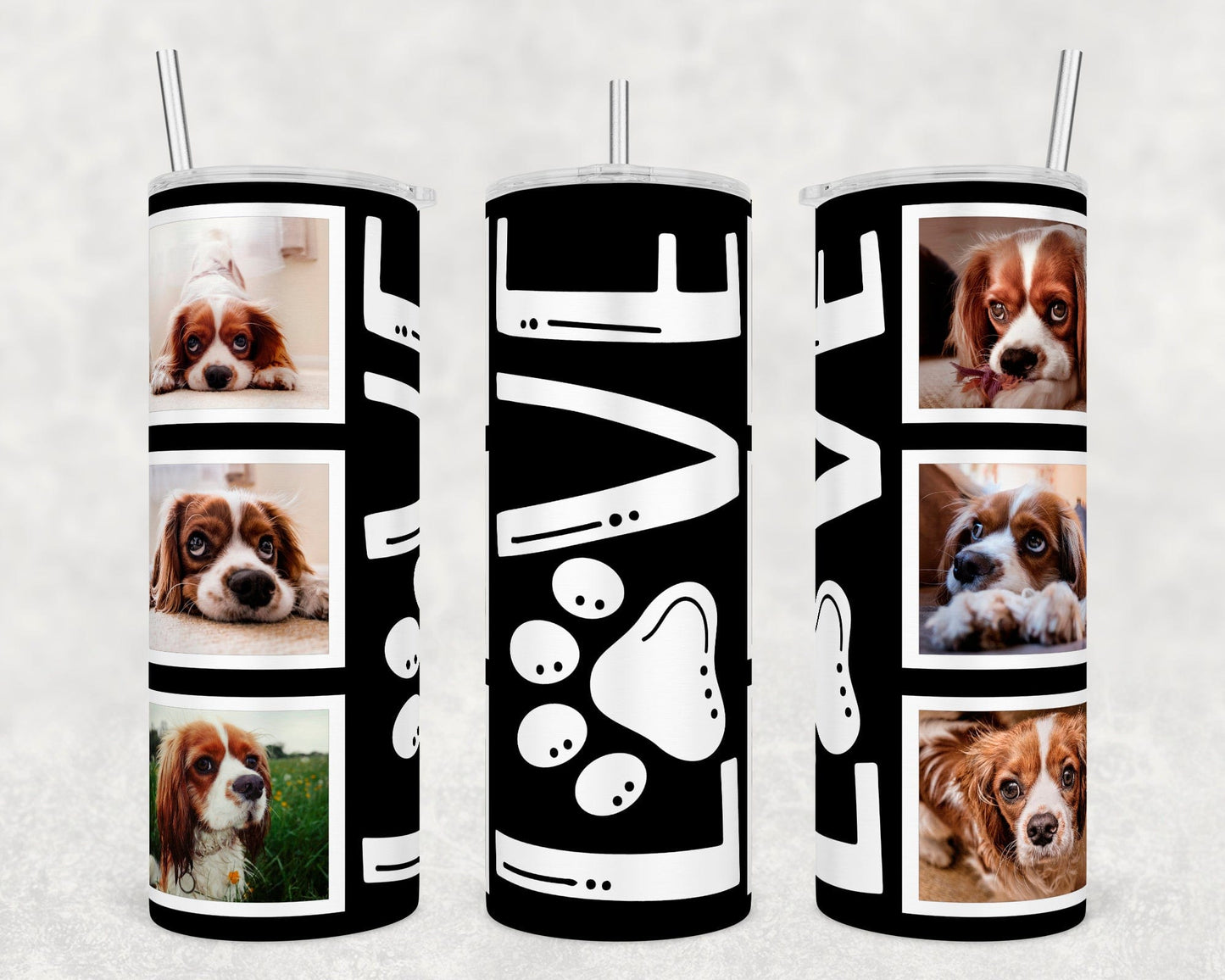 Printify Tumbler Glossy / White / 20oz Tumbler with Dog Photos for Dog Lovers