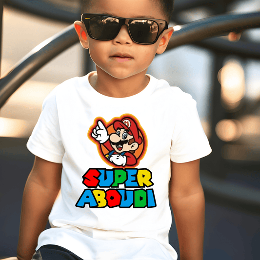 Ink and Charms Designs White Kids T-Shirt - Super Kid personalized Tshirt
