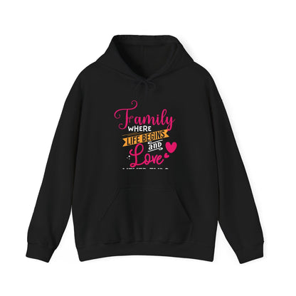 Ink and Charms Designs Hoodie Black / S Unisex Heavy Blend™ Family Hooded Sweatshirt - Family where life begins and love never ends