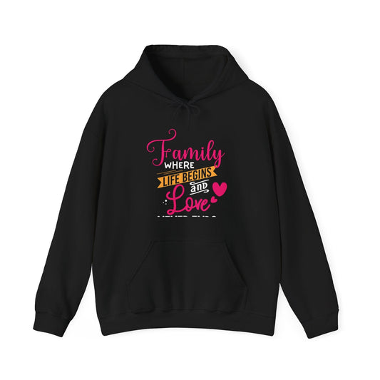 Ink and Charms Designs Hoodie Black / S Unisex Heavy Blend™ Family Hooded Sweatshirt - Family where life begins and love never ends