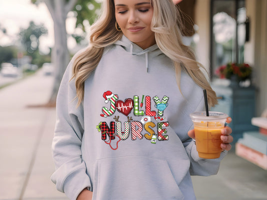 Ink and Charms Designs Hoodie Christmas Jolly Nurse Hoodie