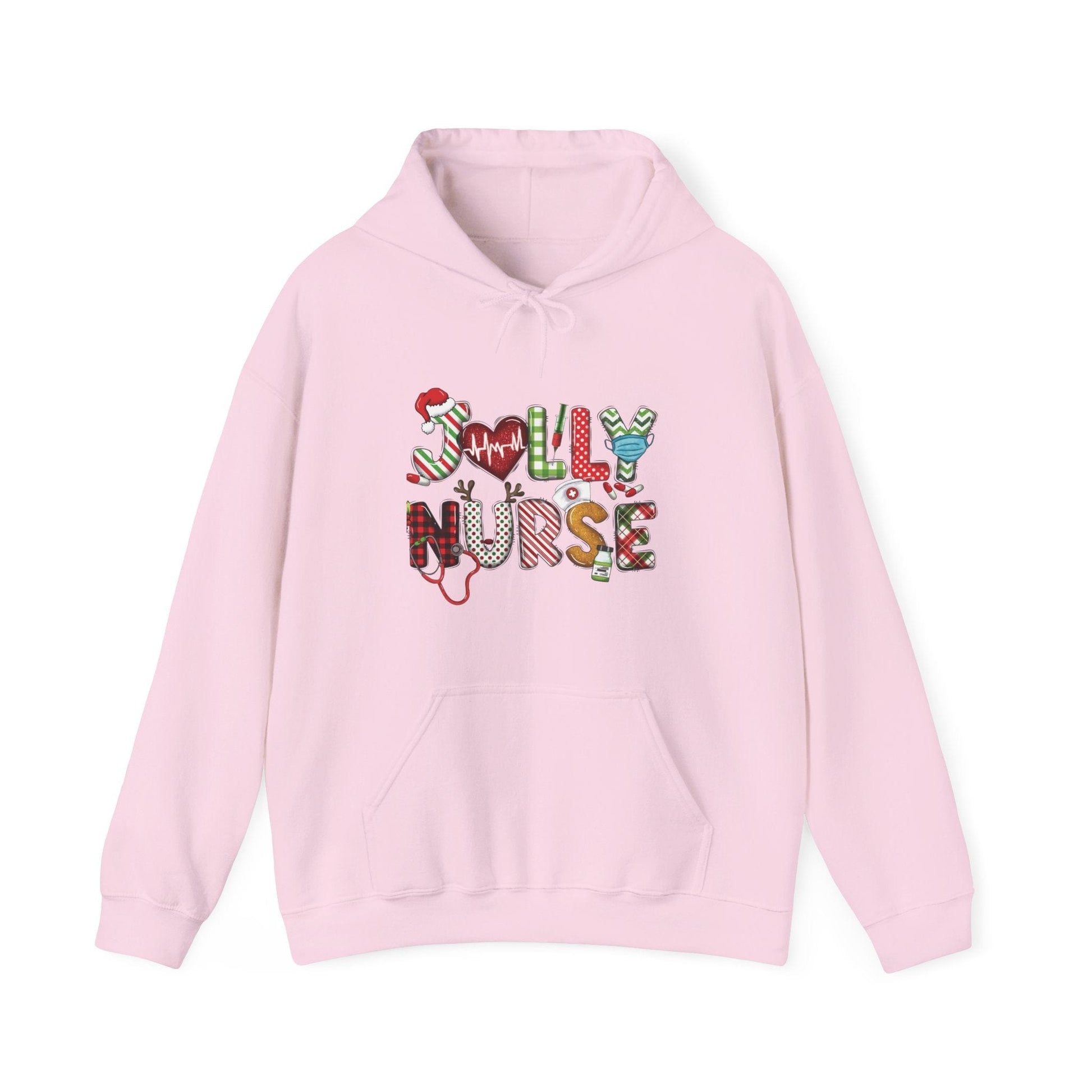 Ink and Charms Designs Hoodie Light Pink / S Christmas Jolly Nurse Hoodie