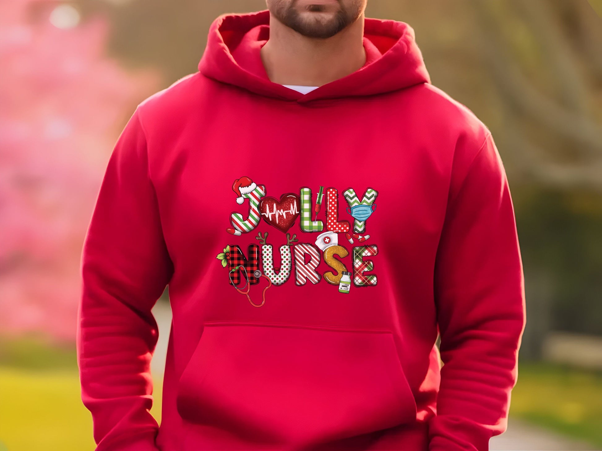 Ink and Charms Designs Hoodie Red / S Christmas Jolly Nurse Hoodie