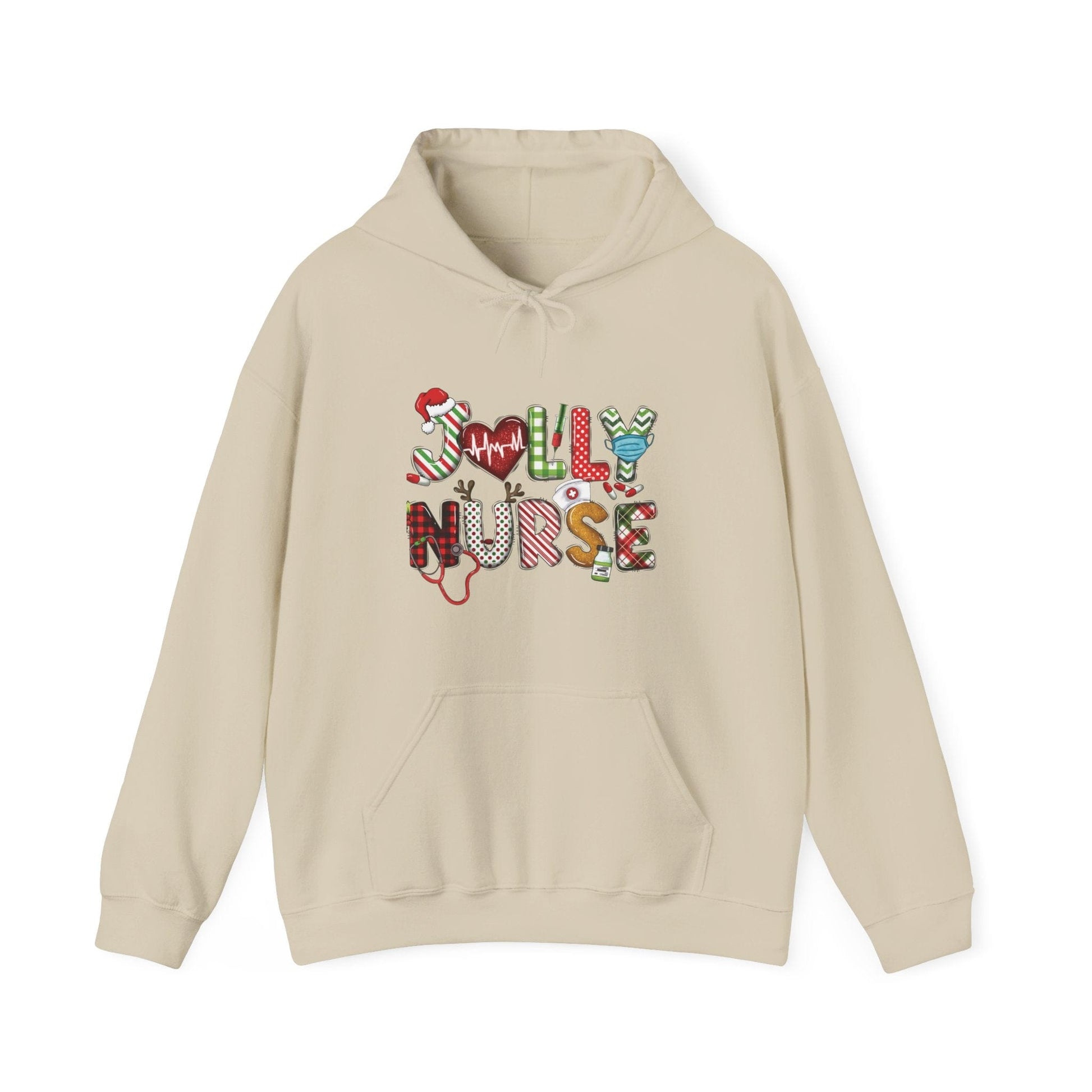 Ink and Charms Designs Hoodie Sand / S Christmas Jolly Nurse Hoodie