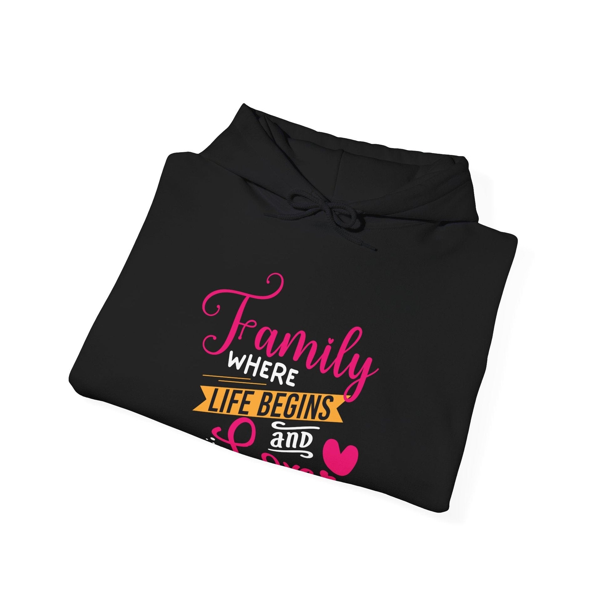 Ink and Charms Designs Hoodie Unisex Heavy Blend™ Family Hooded Sweatshirt - Family where life begins and love never ends