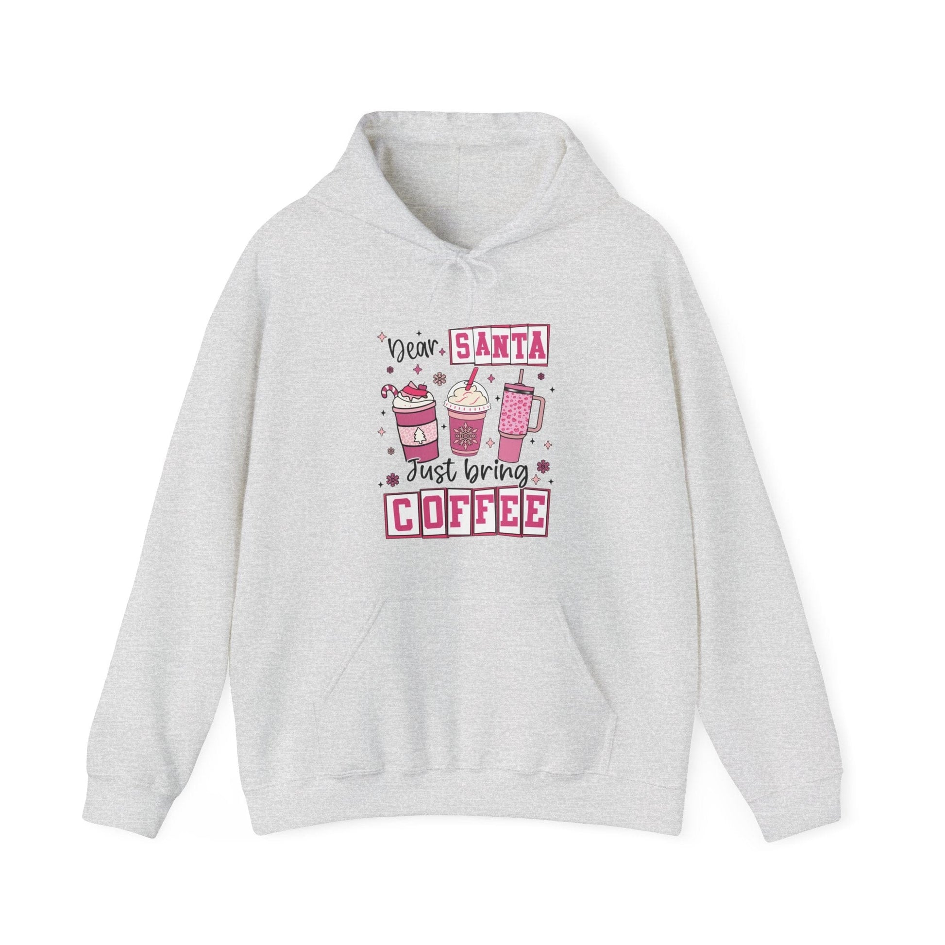 Ink and Charms Designs Hoodie Ash / S Coffee Lover Hoodie - Dear Santa Just Bring Coffee