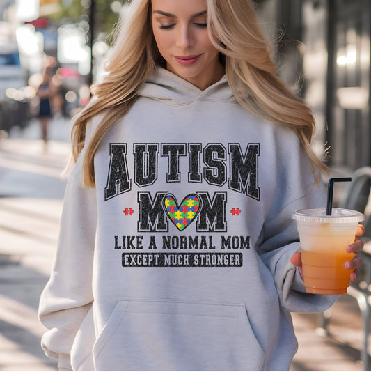 Ink and Charms Designs Hoodie Grey / S Autism Mom Hoodie - Much Stronger Design