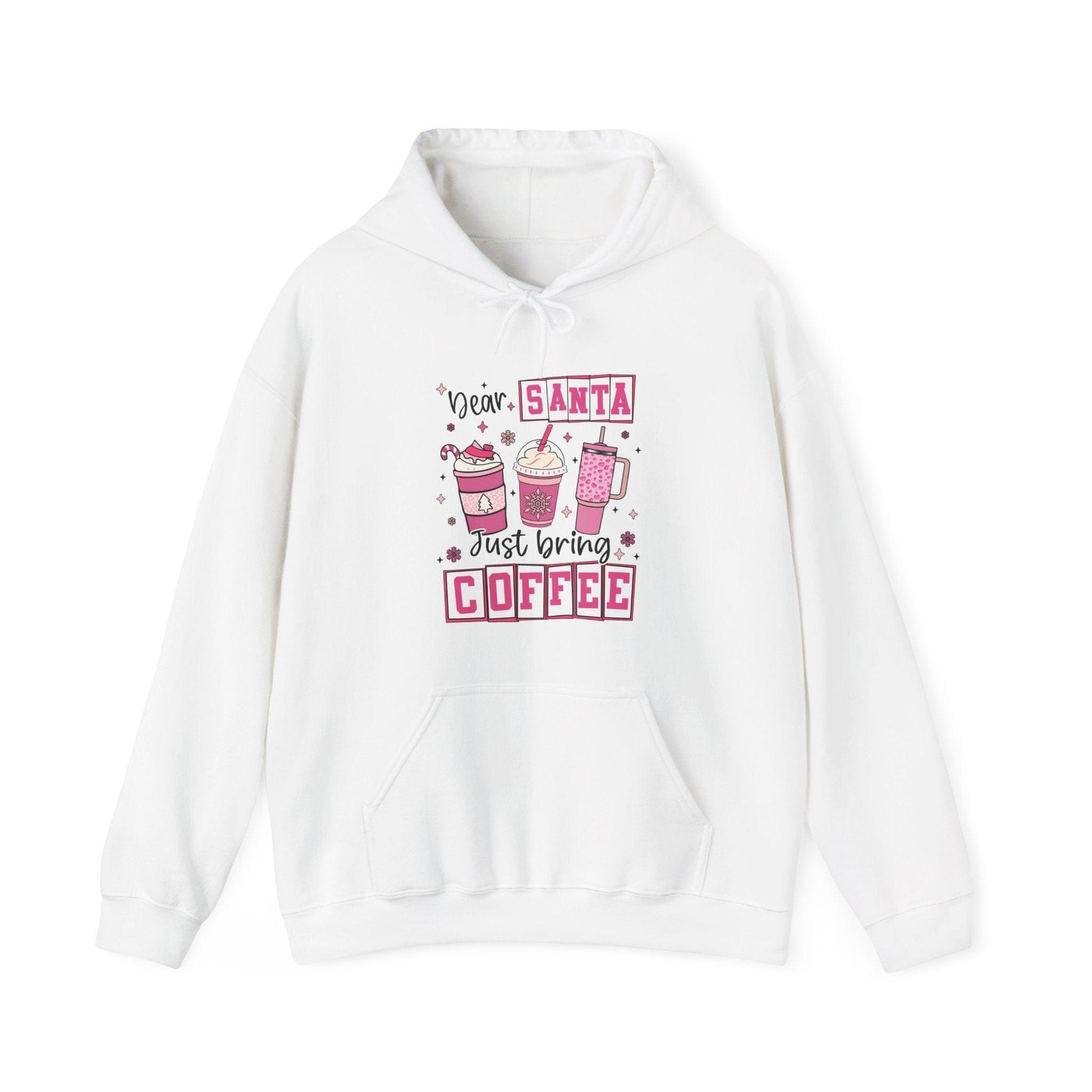 Ink and Charms Designs Hoodie White / L Coffee Lover Hoodie - Dear Santa Just Bring Coffee