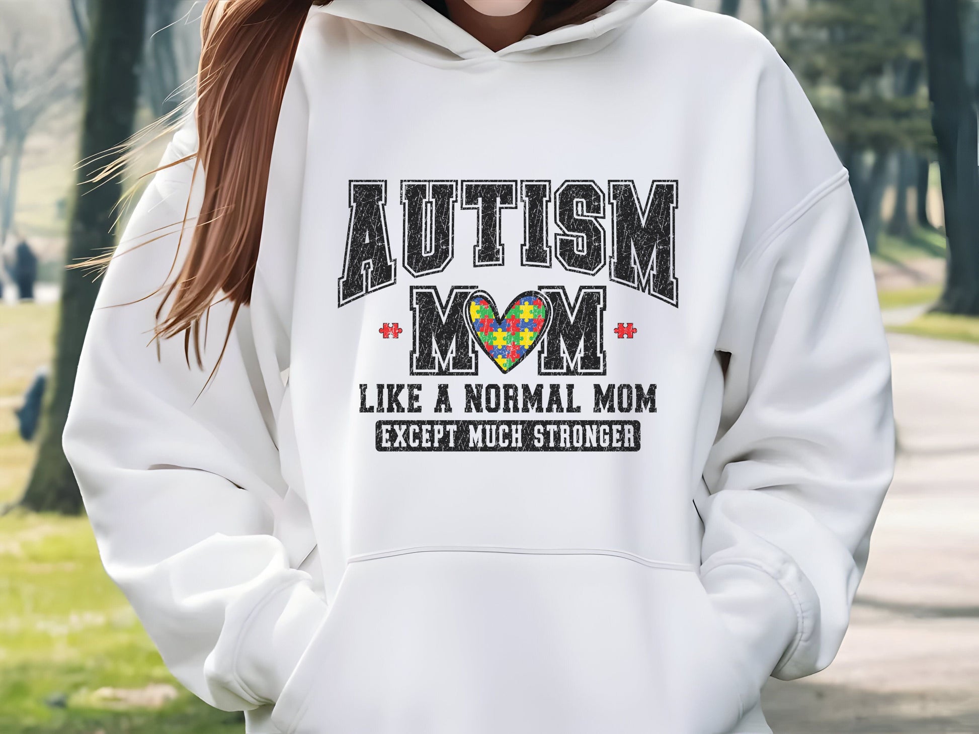 Ink and Charms Designs Hoodie White / S Autism Mom Hoodie - Much Stronger Design