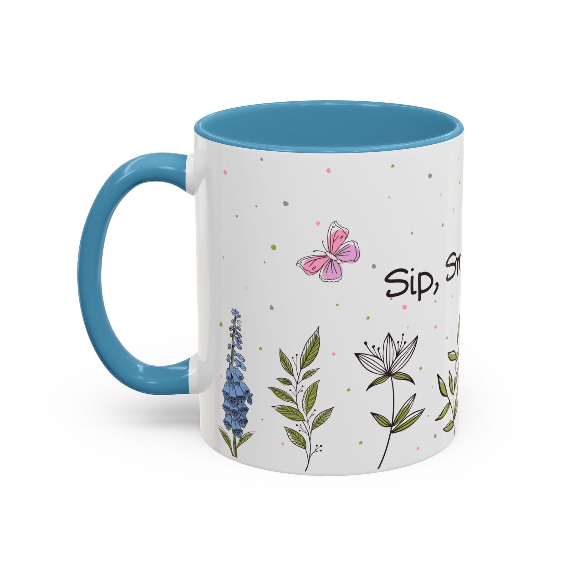 Ink and Charms Designs Mug Mug Sip Smile Bloom Plant Coffee Mug (11, 15oz)