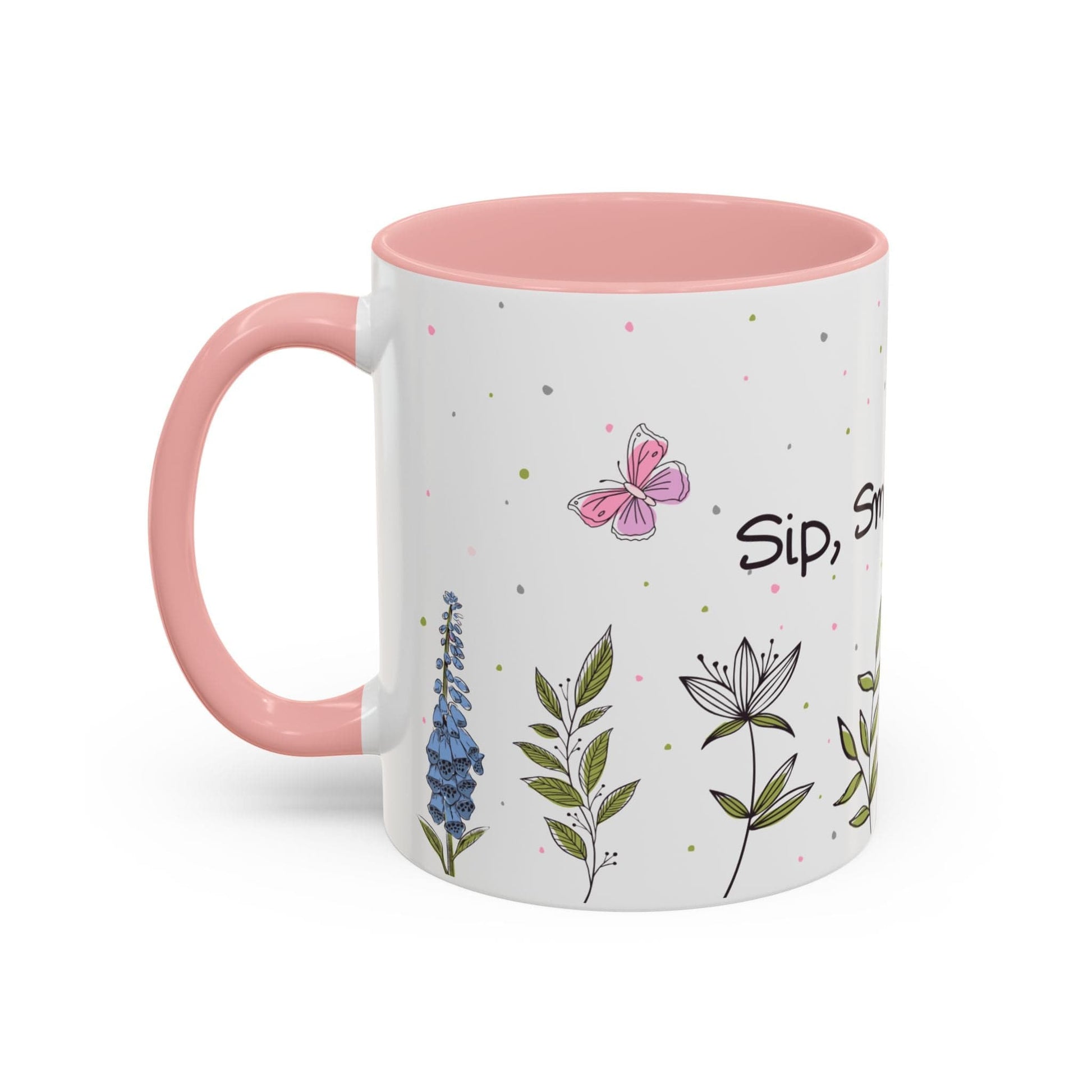 Ink and Charms Designs Mug Mug Sip Smile Bloom Plant Coffee Mug (11, 15oz)