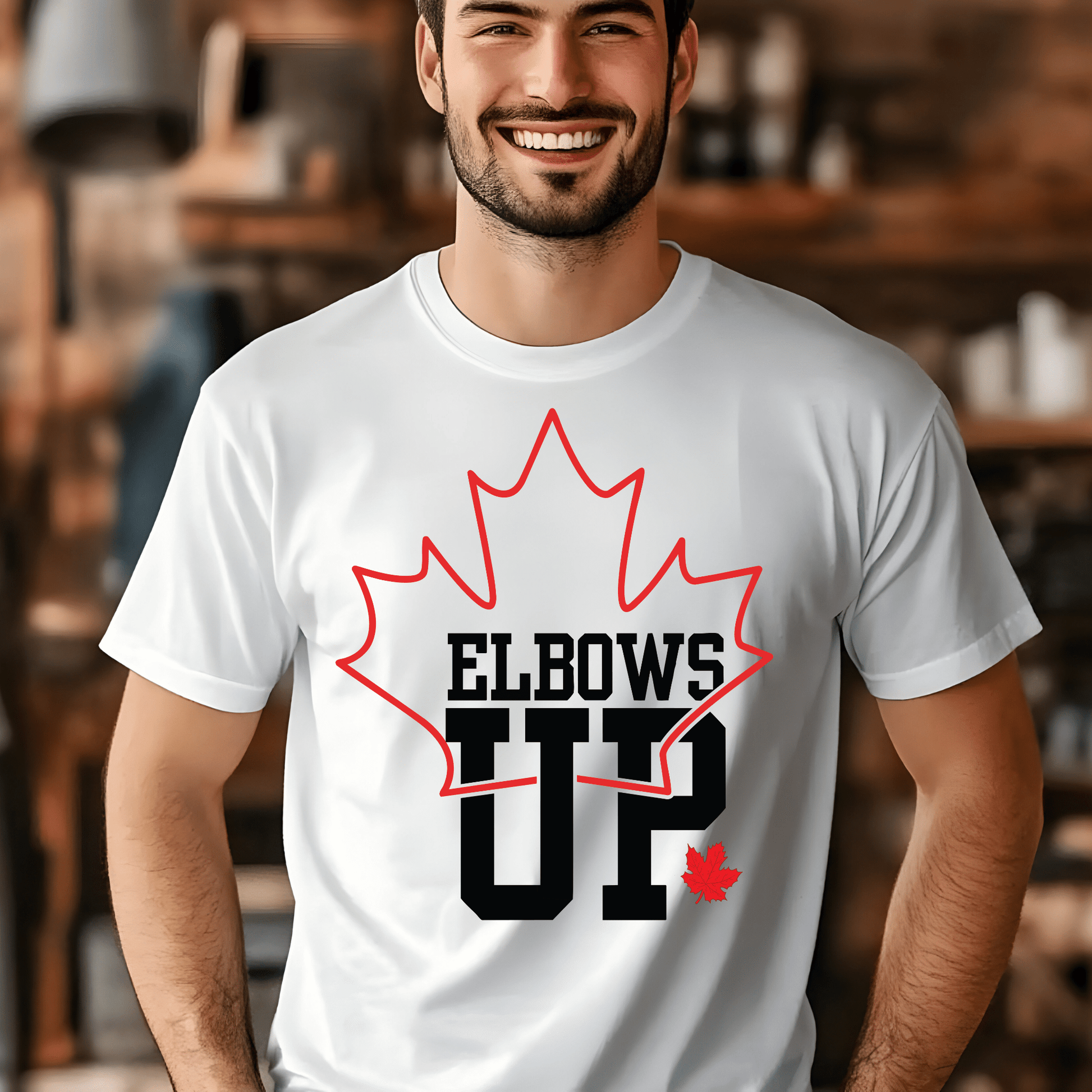 Ink and Charms Designs Sweatshirt "ELBOWS UP" Apparel Collection: Wear Your Canadian Pride with Strength!