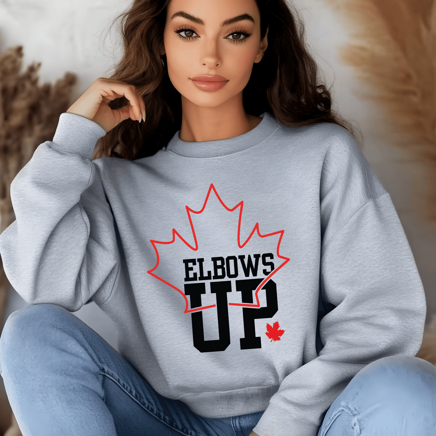 Ink and Charms Designs Sweatshirt "ELBOWS UP" Apparel Collection: Wear Your Canadian Pride with Strength!