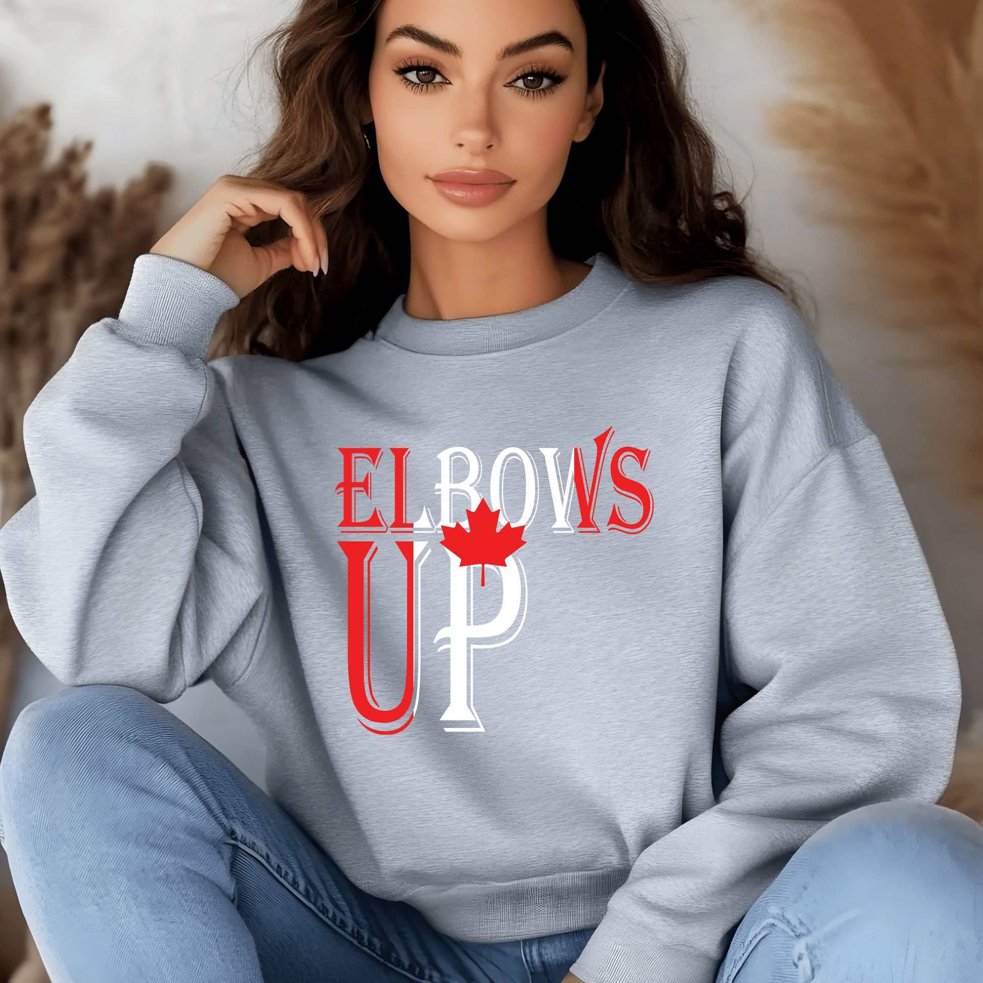 Ink and Charms Designs Sweatshirt "ELBOWS UP" Apparel Collection: Wear Your Canadian Pride with Strength!