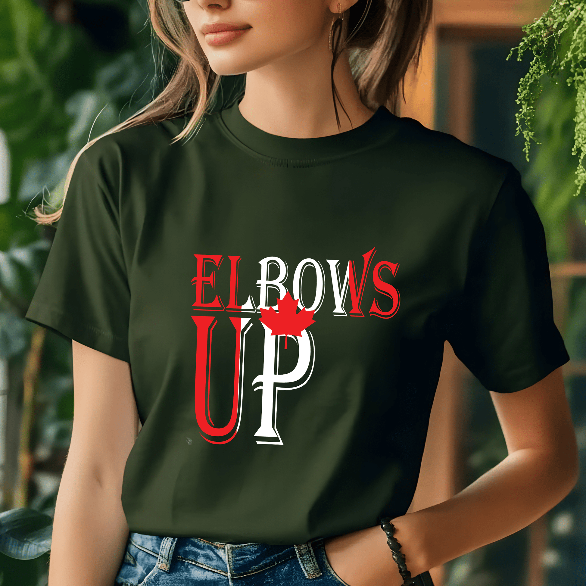 Ink and Charms Designs Sweatshirt "ELBOWS UP" Apparel Collection: Wear Your Canadian Pride with Strength!