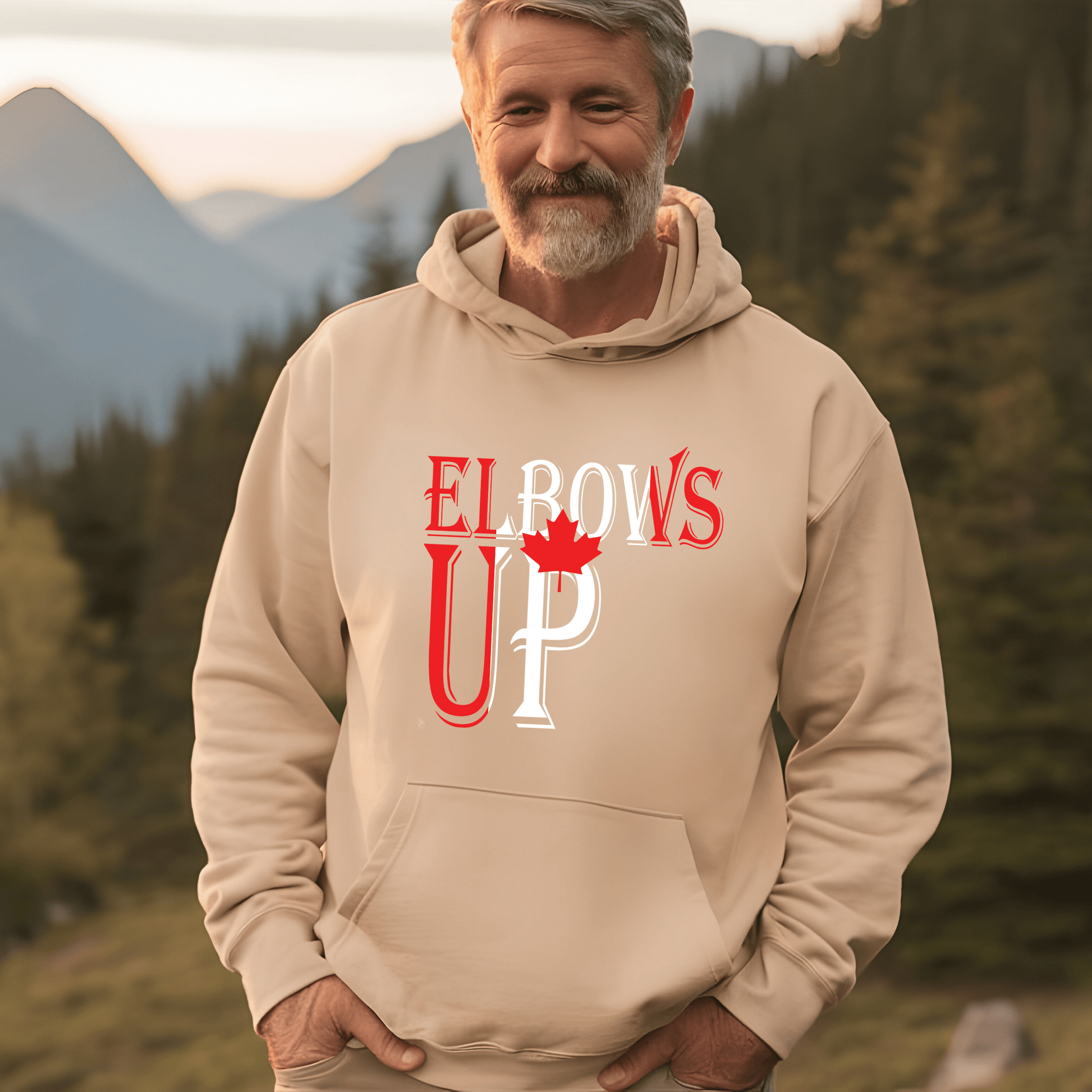 Ink and Charms Designs Sweatshirt "ELBOWS UP" Apparel Collection: Wear Your Canadian Pride with Strength!