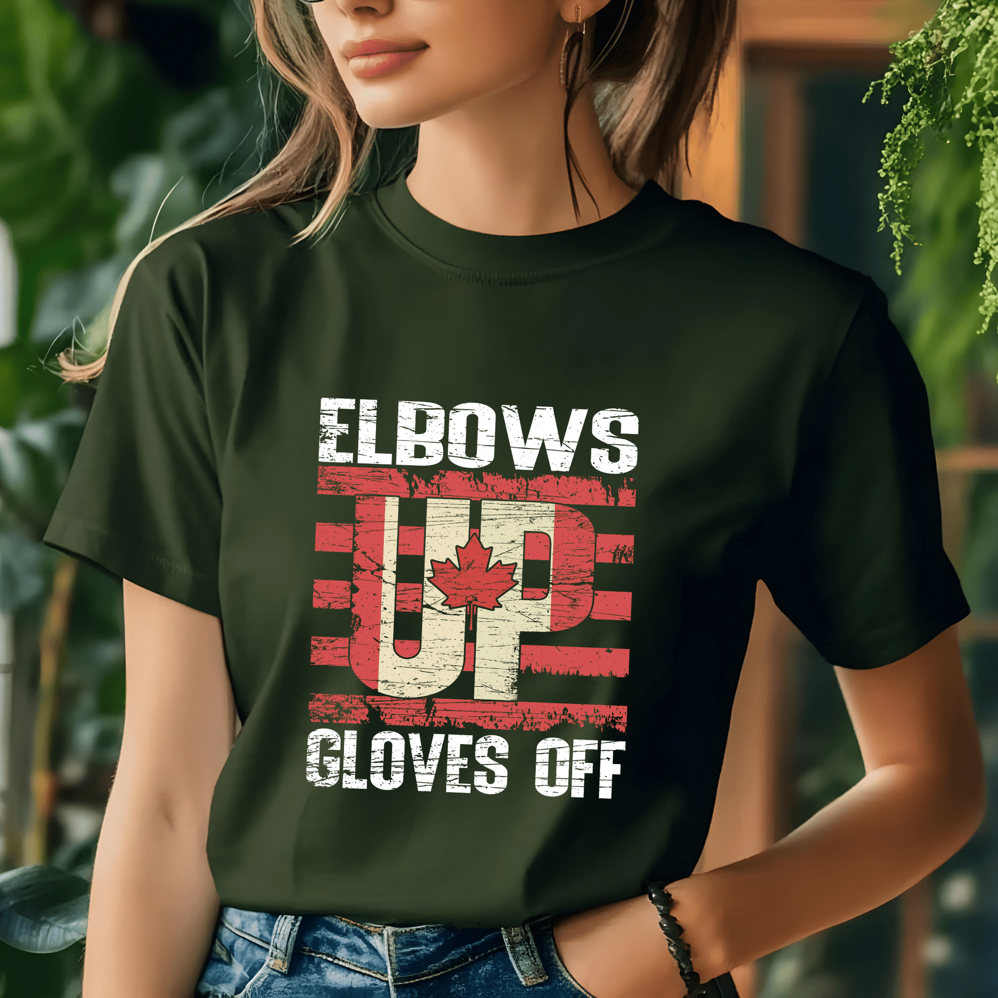 Ink and Charms Designs Sweatshirt "ELBOWS UP" Apparel Collection: Wear Your Canadian Pride with Strength!