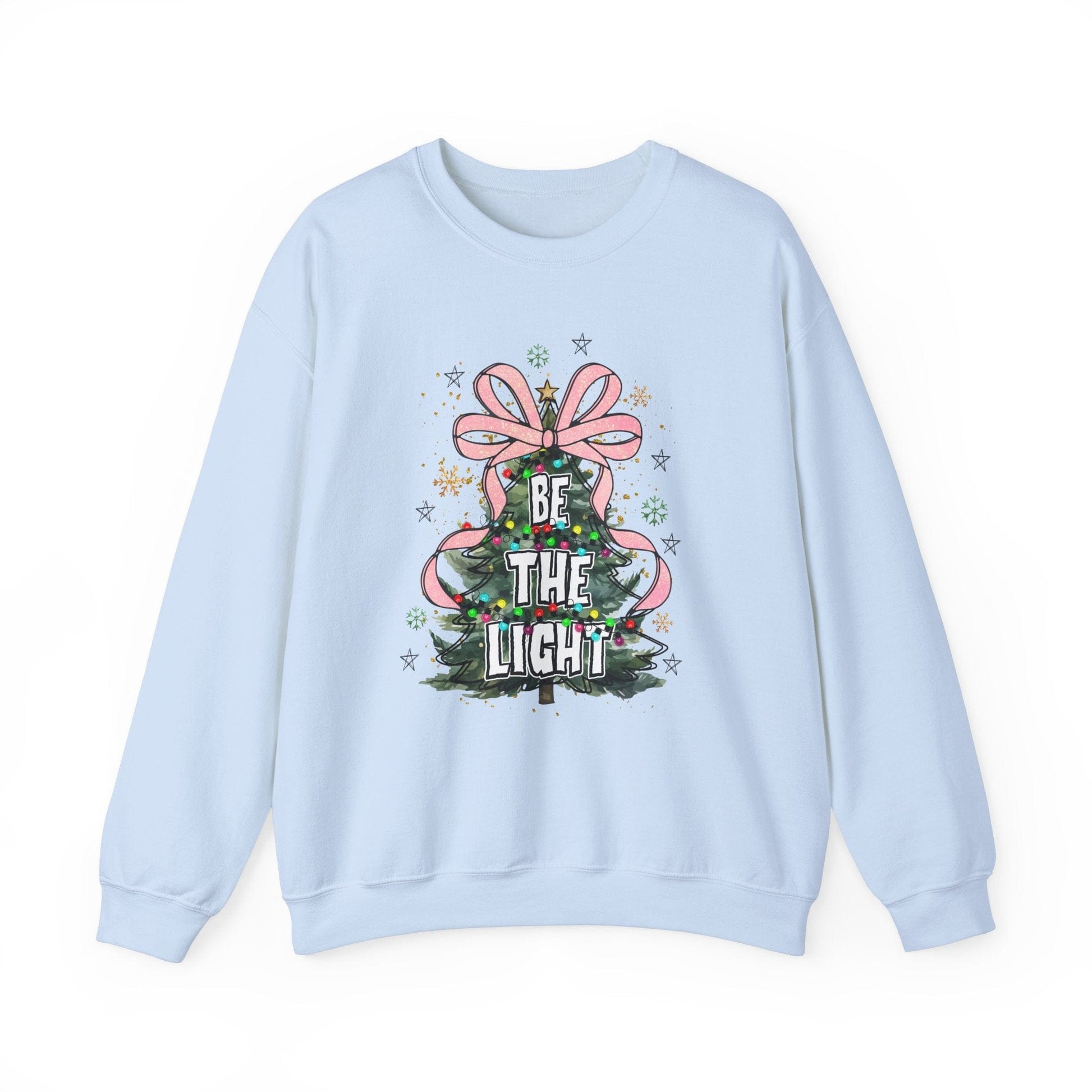 Ink and Charms Designs Sweatshirt S / Light Blue Christmas Tree Bow Crewneck Sweatshirt