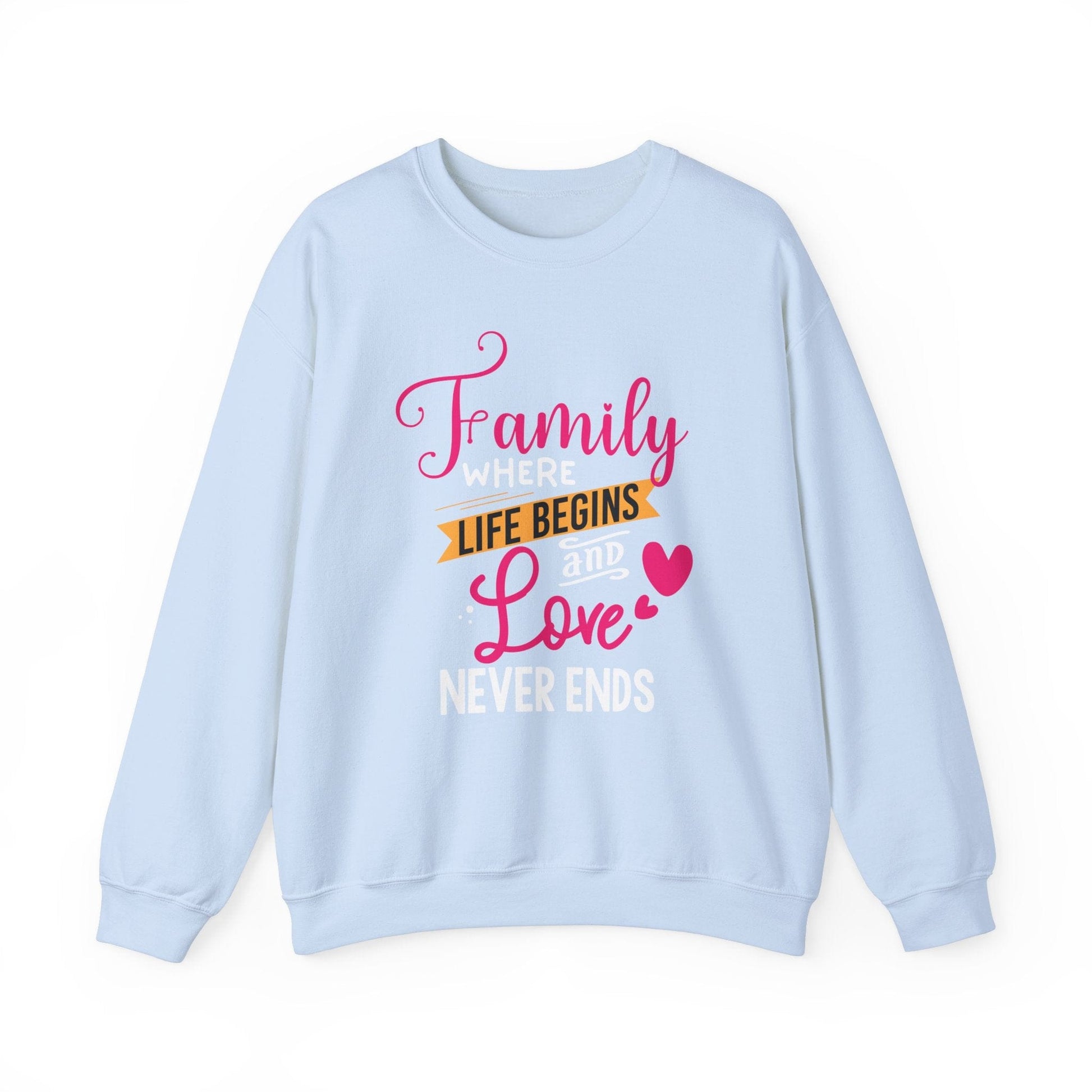Ink and Charms Designs Sweatshirt S / Light Blue Heavy Blend™ Crewneck Sweatshirt  features family love