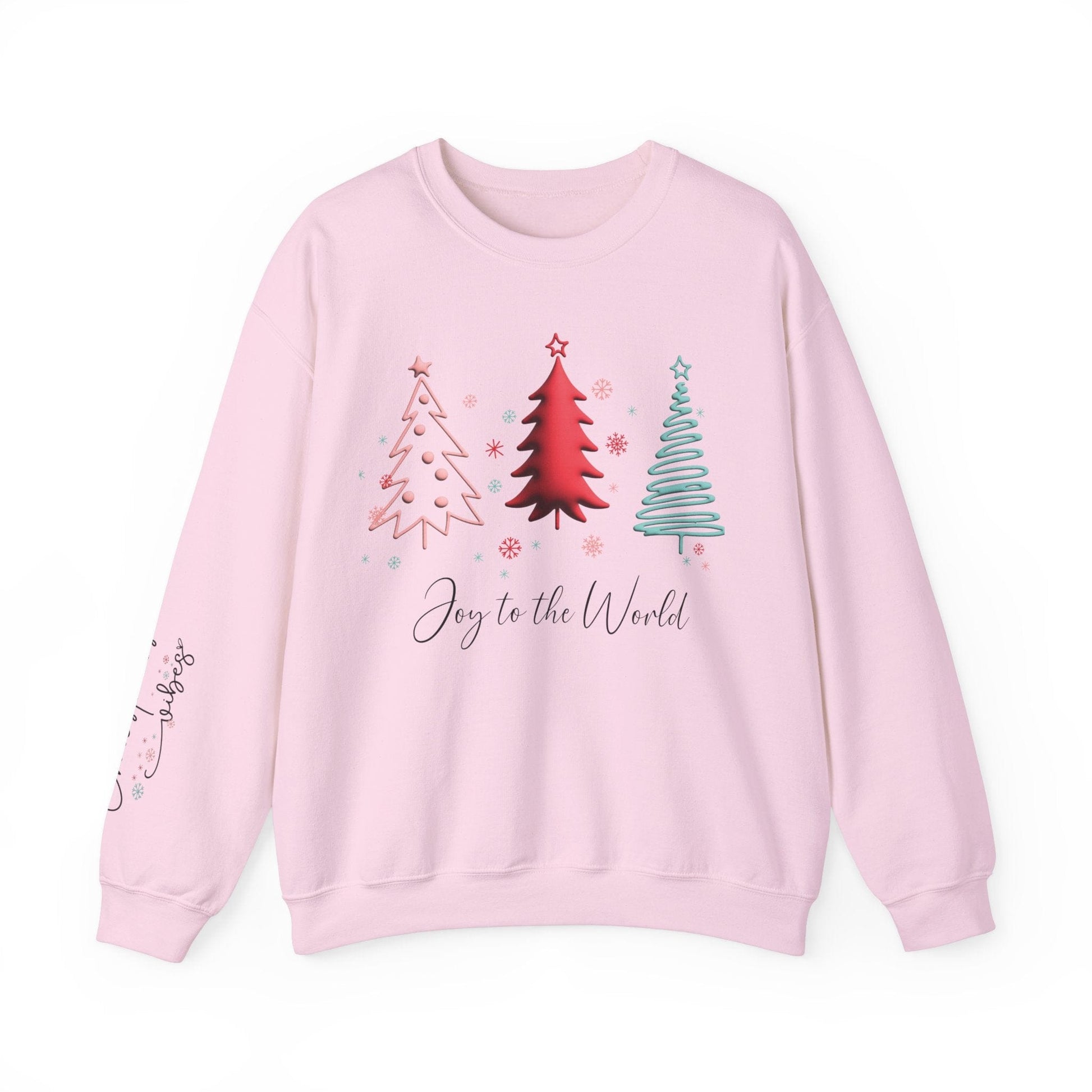 Ink and Charms Designs Sweatshirt S / Light Pink Christmas Joy Unisex Sweatshirt with Sleeve Print