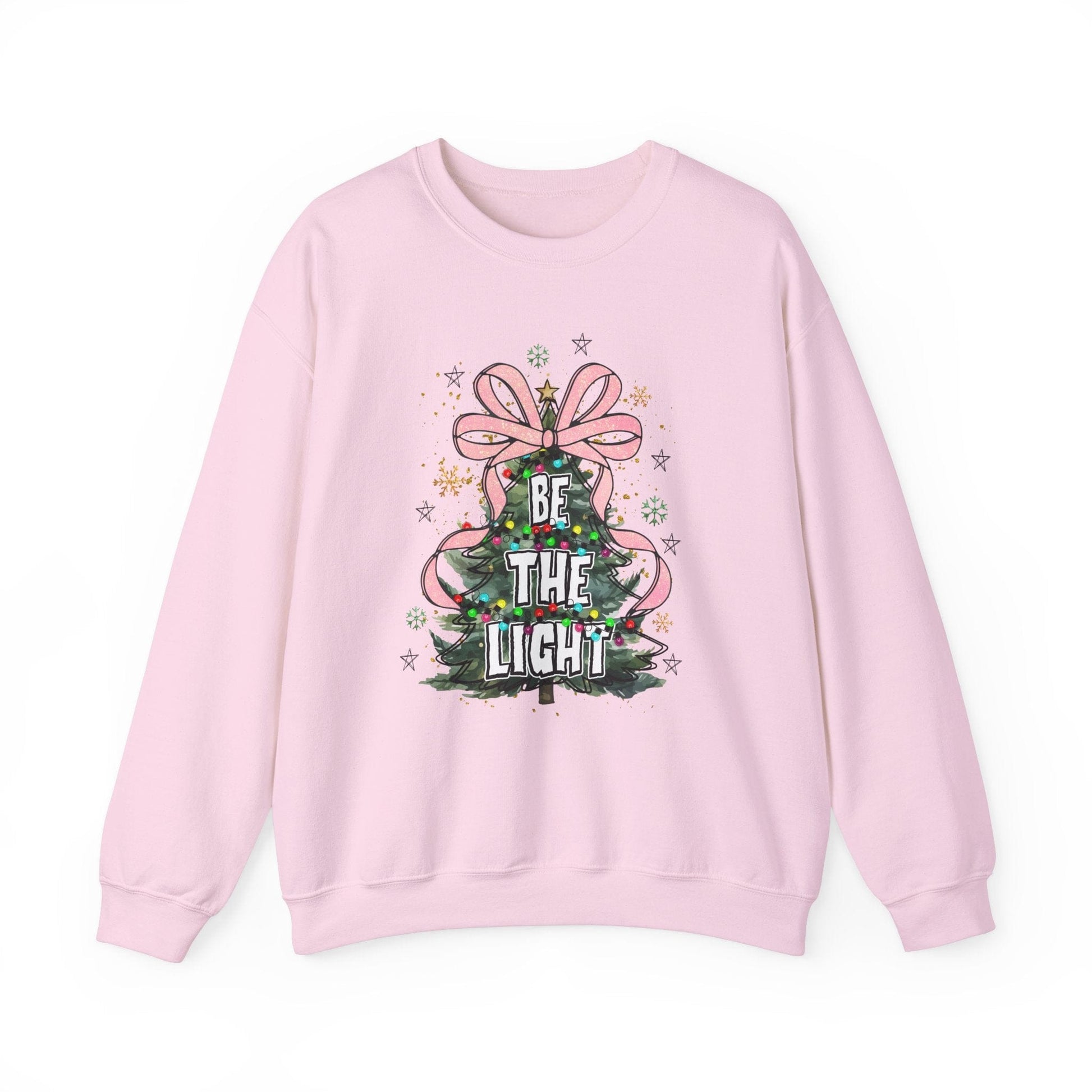 Ink and Charms Designs Sweatshirt S / Light Pink Christmas Tree Bow Crewneck Sweatshirt
