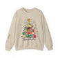 Ink and Charms Designs Sweatshirt S / Sand Teacher Christmas Crewneck Sweatshirt - Christmas Tree and Pencils Design